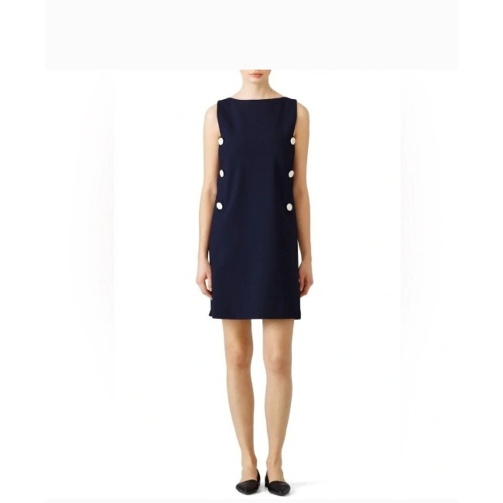 Tory Burch Navy Blue Sleeveless Button Front Shift Dress 6 37469 Nautical Mod‎